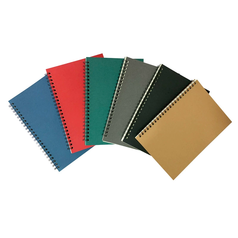 Coil kraft paper notebook A5, 50–60 sheets, lined/blank/grid, multiple cover colors
