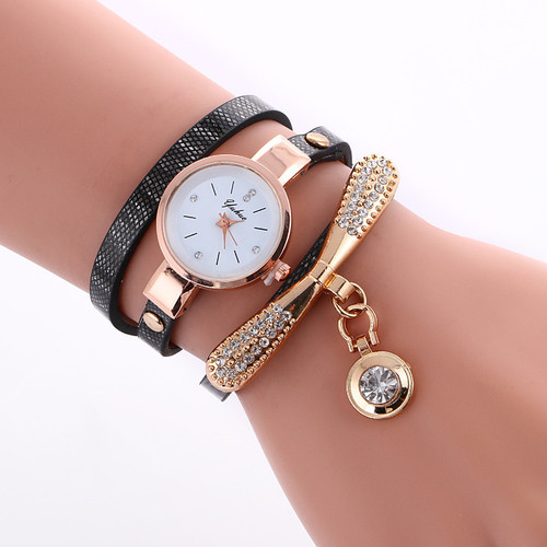 Wish AliExpress foreign trade hot selling ladies winding watch alloy diamond bow bracelet watch quartz watch