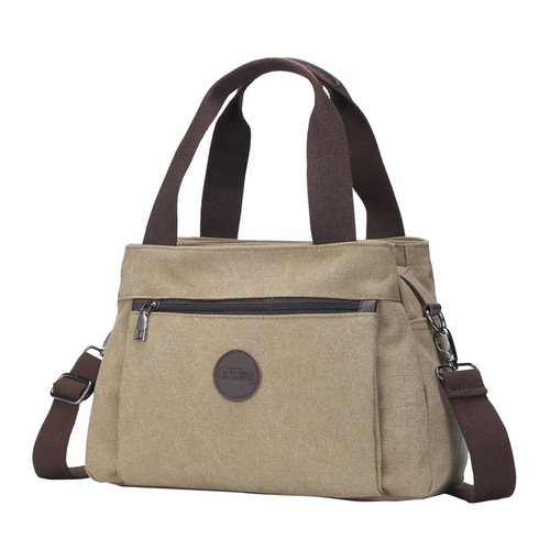 Retro casual women's bag canvas women's portable shoulder crossbody bag women's large capacity multi-compartment canvas bag FB-078