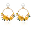 Brand earrings, cute ceramics from pearl, Korean style, internet celebrity, flowered, Aliexpress