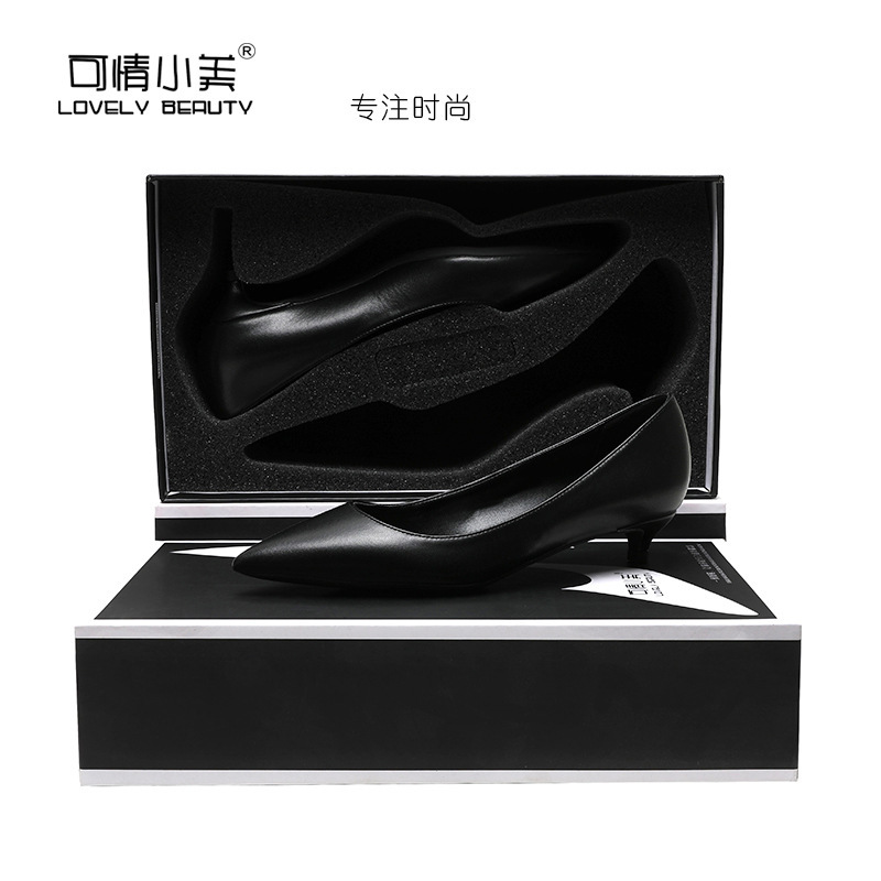 Cute Xiaomei stiletto heel cat heel high heels 3cm low heel black matte sheepskin pattern professional work shoes for women Cute Xiaomei stiletto heel cat heel high heels 3cm low heel black matte sheepskin pattern professional work shoes for women