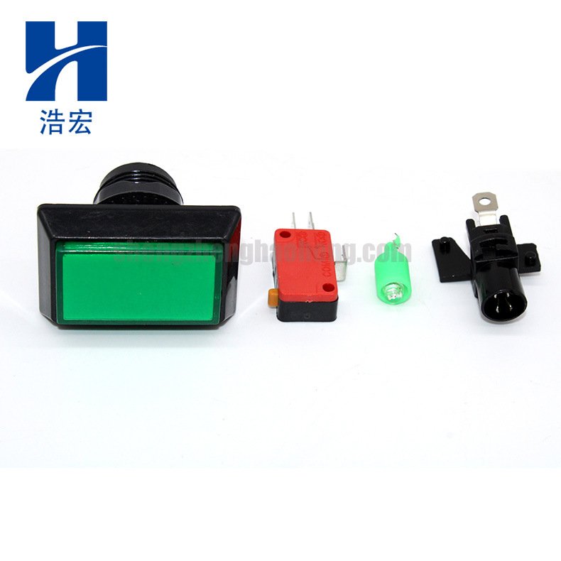 厂家直供 50*33长方形按钮带灯开关 自复位按键 游戏机按钮带灯