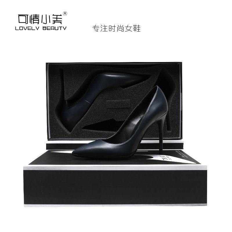 Cute Xiaomei pointed-toe thin metal high heel shoes 10cm dark blue matte sheepskin single-layer shoes for women Taobao New Cute Xiaomei pointed-toe thin metal high heel shoes 10cm dark blue matte sheepskin single-layer shoes for women Taobao New