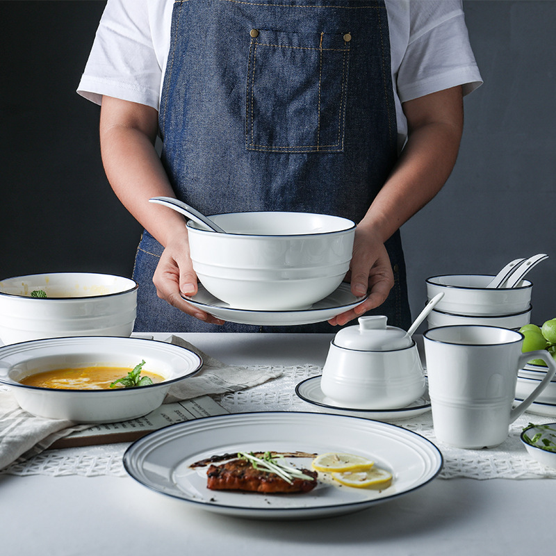 Cerámica de despeje set de platos y platos de cocina pequeña cocina grande cocina