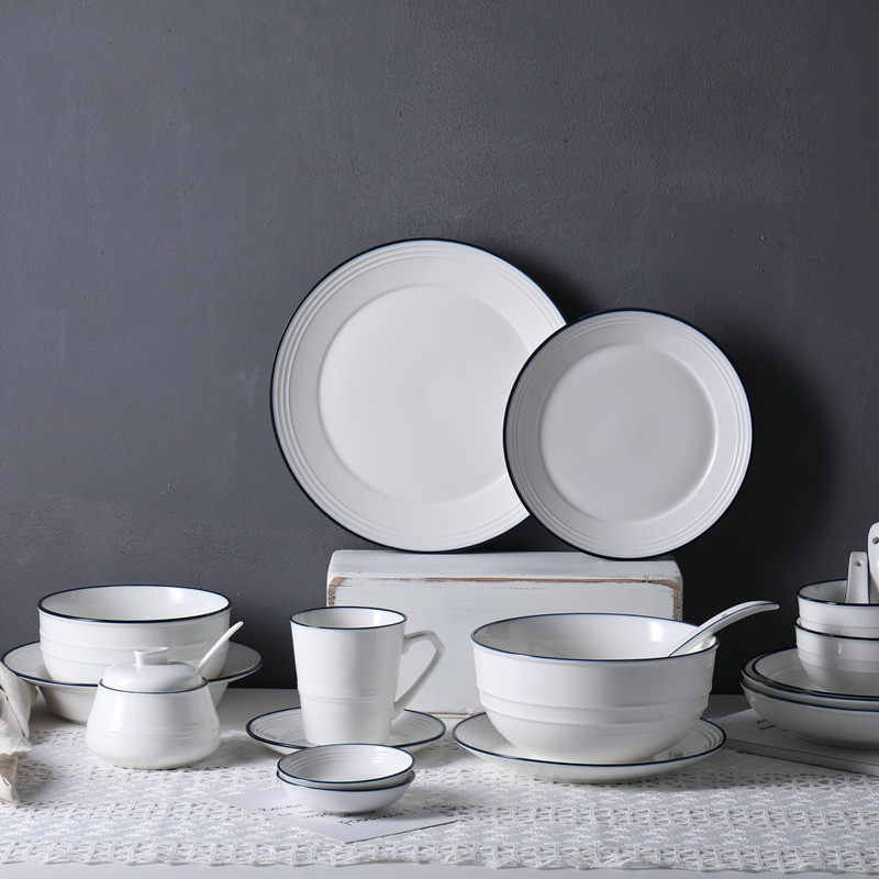 Cerámica de despeje set de platos y platos de cocina pequeña cocina grande cocina