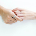 couple ring 简约时尚镶钻情侣戒指小众设计个性钛钢男女对戒指环