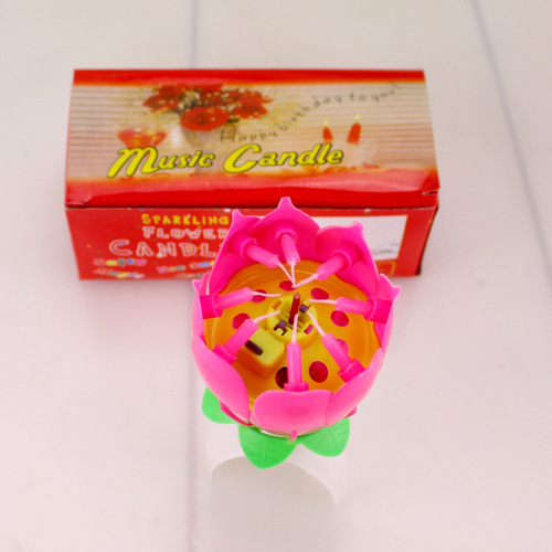 Manufacturer wholesale electronic lotus birthday music candle party cake will bloom single layer small english lotus candle