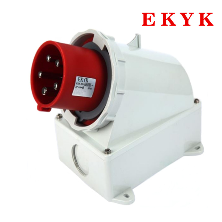 IP67明装工业防水装置插头5芯63A防水插头蛙式电源墙壁工业插头