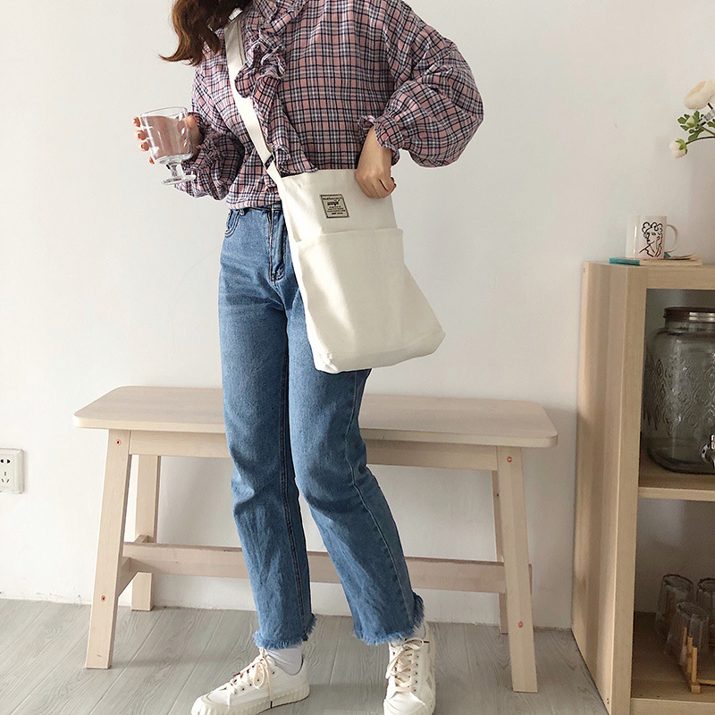 Wholesale new canvas bag female students Korean version of Harajuku uIzzang Mori female fashion bag slung double back canvas bag