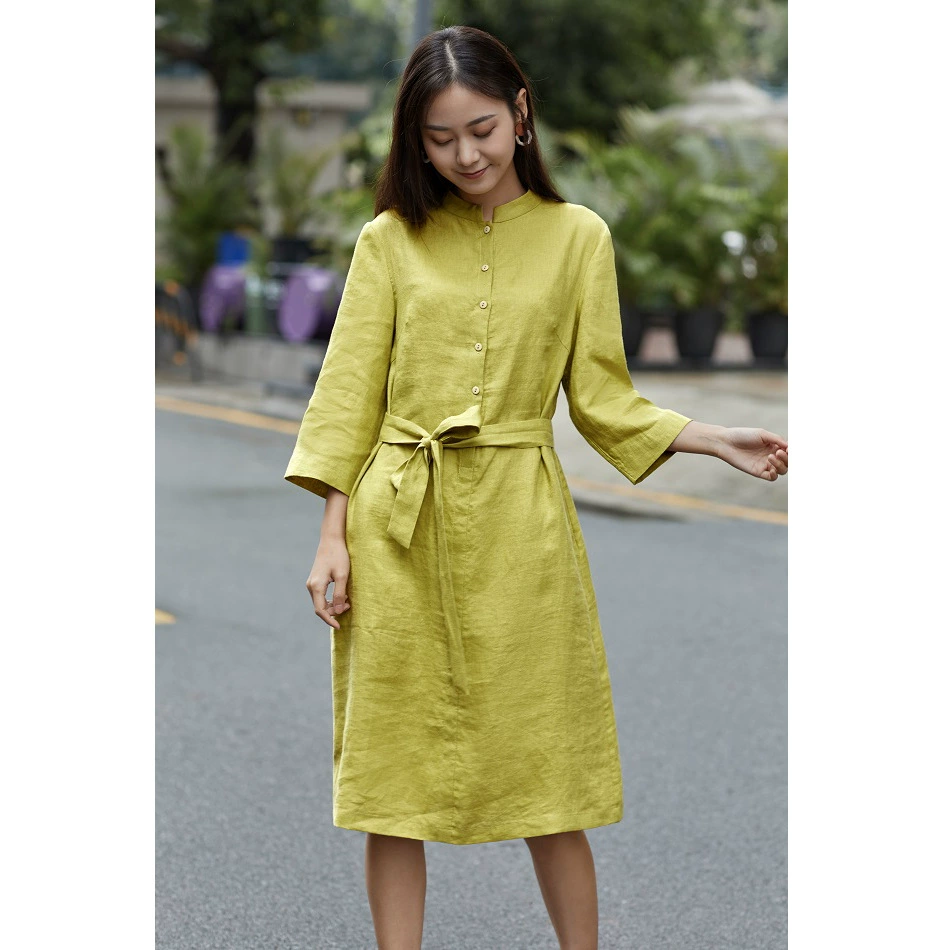 2020 Новое Женское платье из хлопка и льна оптом, длинное льняное платье в литературном стиле, свободное платье с рукавами на шнуровке