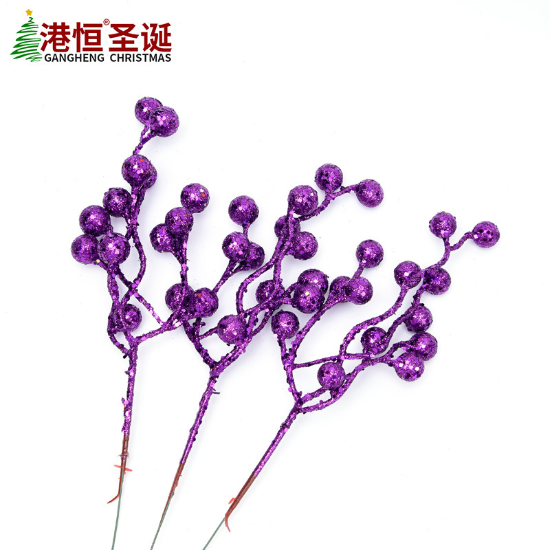 Rama de Fruta Artificial de Espuma de 28 cm con Purpurina Dorada, Arreglo Floral, Bayas Navideñas, Decoración para Árbol de Navidad, Adorno Colgante
