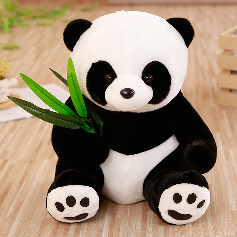 Boutique al por mayor panda gigante de peluche muñeca de juguete muñeca con Panda de bambú puede pedir muestras con logo