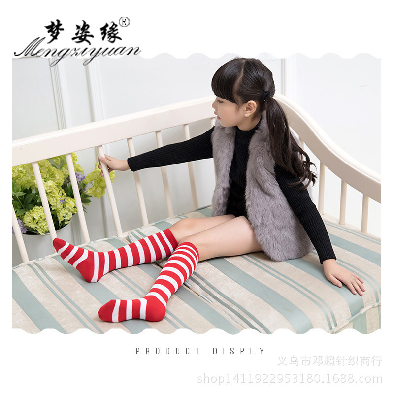 Mid-length stockings children's summer thin children's socks striped stockings Korean version of cotton children dance socks wholesale