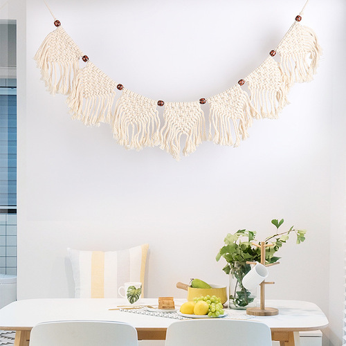 Tassel braided small flag home wall decoration European bohemian style living room bedroom wall decoration wall hanging