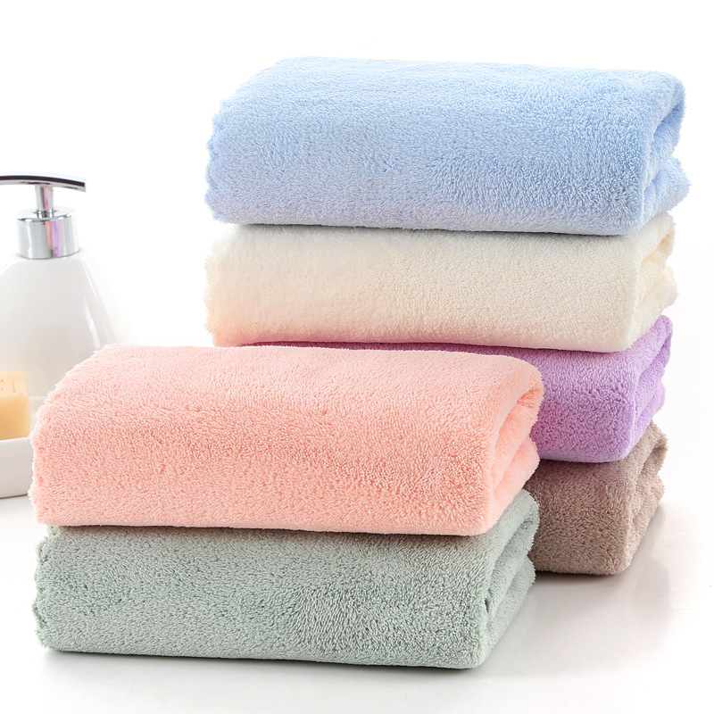 Serviette en polaire corail microfibre unie pour couples, épaisse, absorbante, idéale pour sécher les cheveux et le visage. Vente en gros._voghion.com
