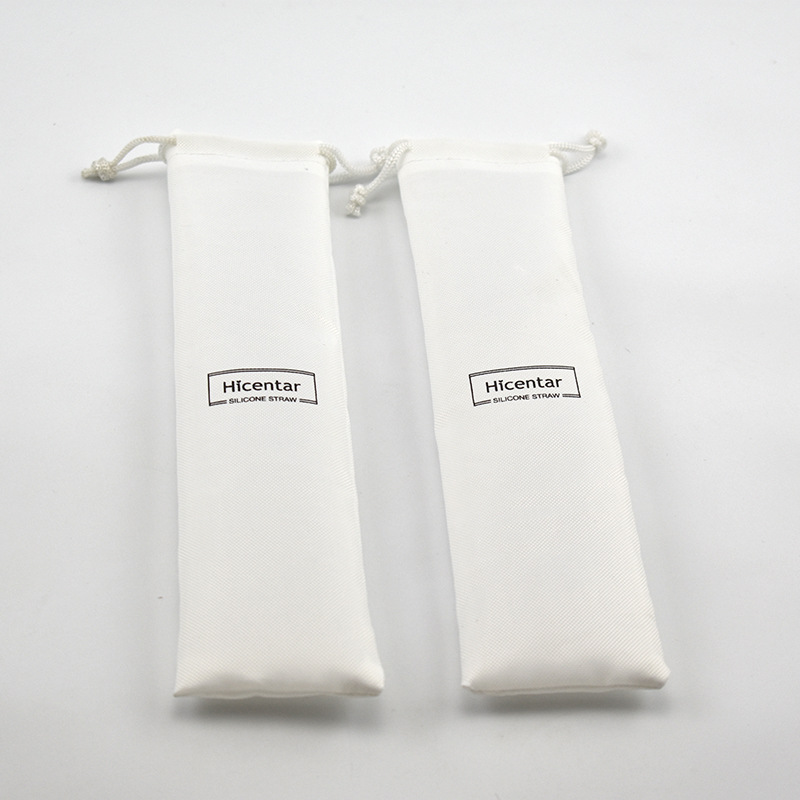 白色420D涤纶吸管布袋 加粗抽绳涤纶袋 涤纶束口收纳袋可印logo