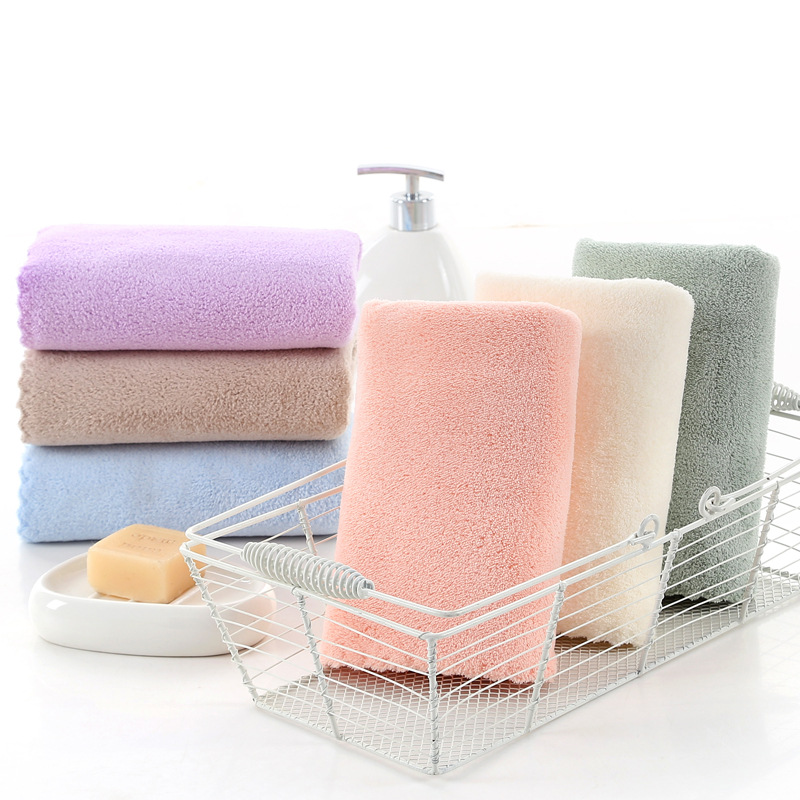 Serviette en polaire corail microfibre unie pour couples, épaisse, absorbante, idéale pour sécher les cheveux et le visage. Vente en gros._voghion.com