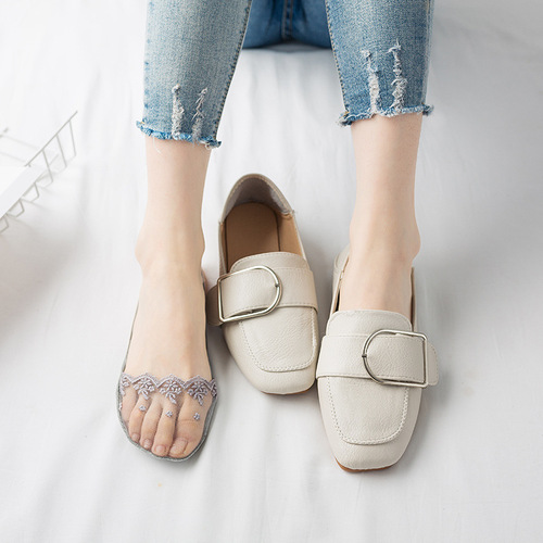 Summer high-heeled shoes women's thin suspenders invisible toe cotton half-palm socks cotton sandals socks wholesale