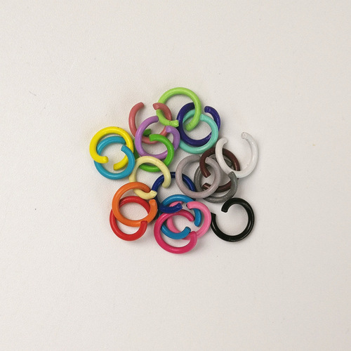 100 pieces of 8mm color open rings, painted metal key rings, handmade beanie DIY jewelry accessories