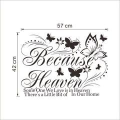 熱賣英文because heaven一代精雕貼畫 臥室客廳蝴蝶裝飾牆貼批發