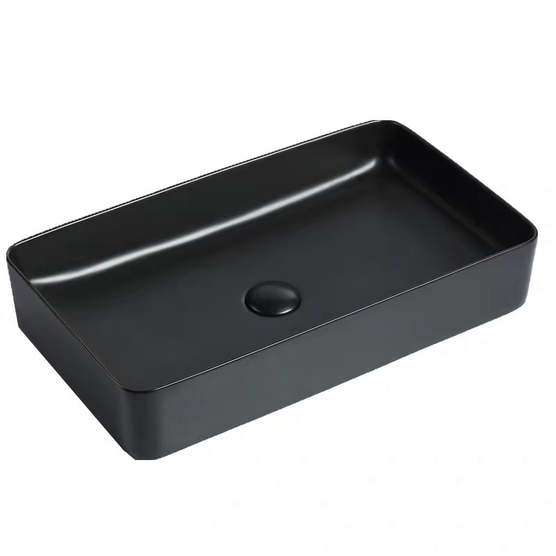 Integrado de cocción negro mate mesa de lavabo de cerámica cuenca del hogar baño artístico lavabo cuadrado