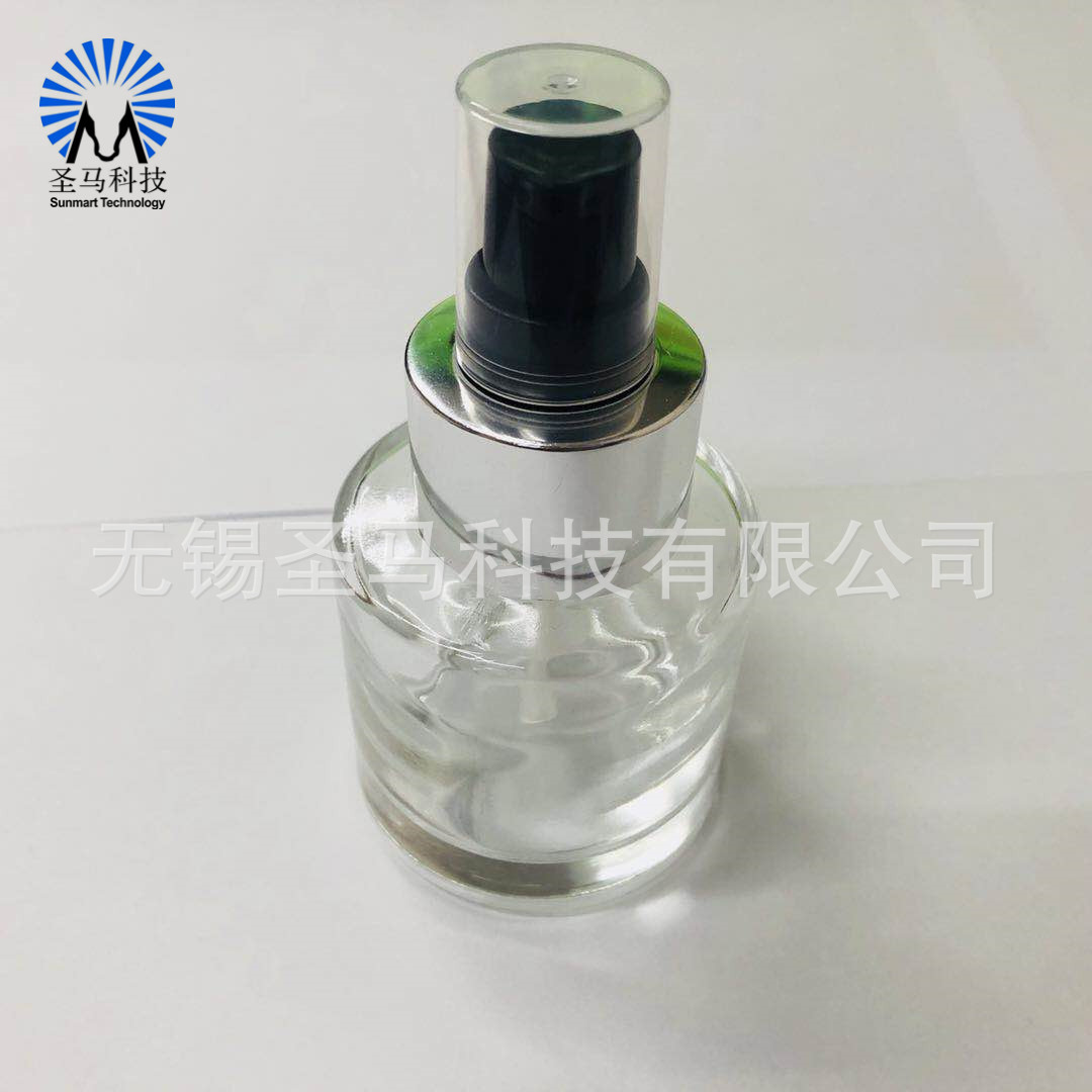 厂家生产 50ml圆形香薰瓶 配28口径粉蜜泵 可供应颜色和印刷