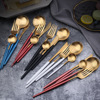 Q Thicker Portuguese Tableware 304 Stainless Steel Sandy Sanding Tablet Sweet Sweed Titanium Plating Titanium Enchurbage Step Spoon Chopsticks