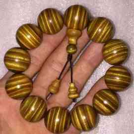 四川大叶楠木手串男满水波佛珠手链饰品手串木男女