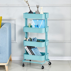 Four-layer rolling cart kitchen storage shelf with wheels, movable floor-standing storage rack