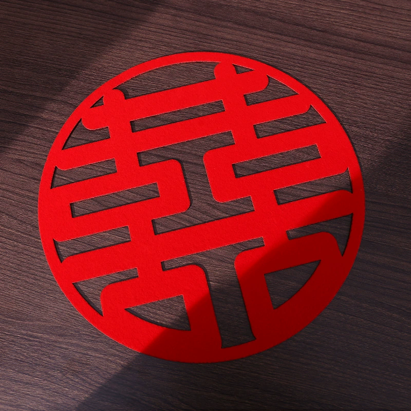 Самоклеящаяся Флокированная Нетканая наклейка с счастливым персонажем в интернет-знаменитостях, свадебная комната, креативная фетровая красная круглая наклейка на стену с счастливым персонажем, большой размер