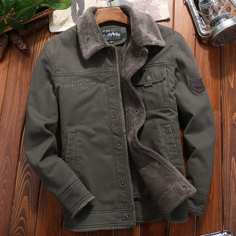 Abrigo acolchado de algodón transfronterizo para hombres forrado de lana engrosado solapa de invierno cálido Abrigo acolchado de algodón para hombres chaqueta casual juvenil para hombres Amazon