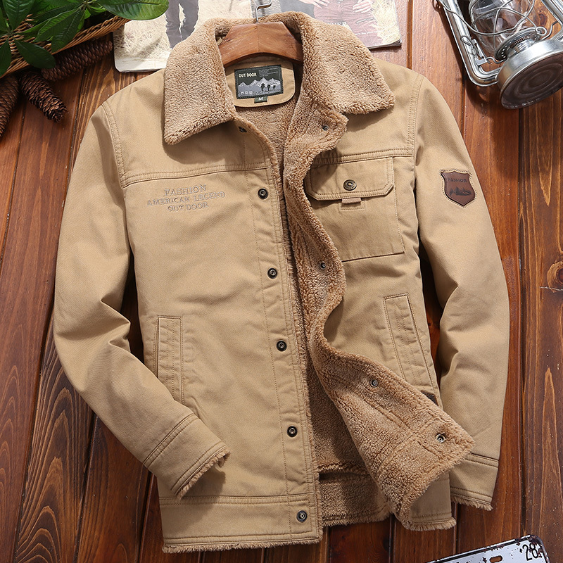 Abrigo acolchado de algodón transfronterizo para hombres forrado de lana engrosado solapa de invierno cálido Abrigo acolchado de algodón para hombres chaqueta casual juvenil para hombres Amazon