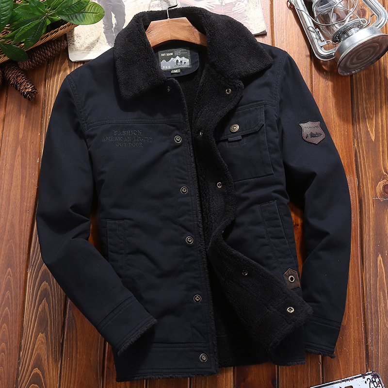 Abrigo acolchado de algodón transfronterizo para hombres forrado de lana engrosado solapa de invierno cálido Abrigo acolchado de algodón para hombres chaqueta casual juvenil para hombres Amazon