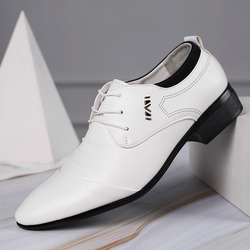 2024 New Large Size Men's Shoes Summer Leather Shoes Men's Business Shoes White Shoes Versatile Wedding Shoes Dropshipping