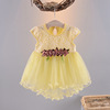 Summer cotton dress, mini-skirt, flowered, with short sleeve, wholesale