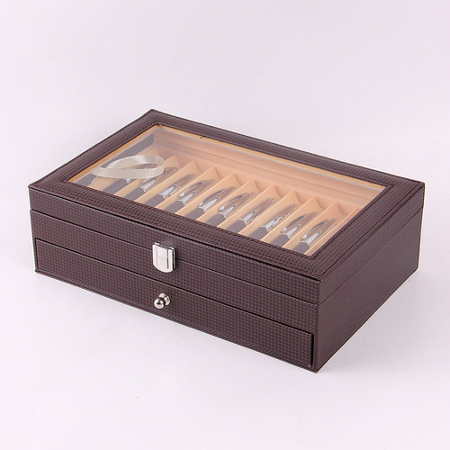 Wholesale pen box 24 pieces leather pen display box 24-bit PU pen storage box stationery box dropshipping