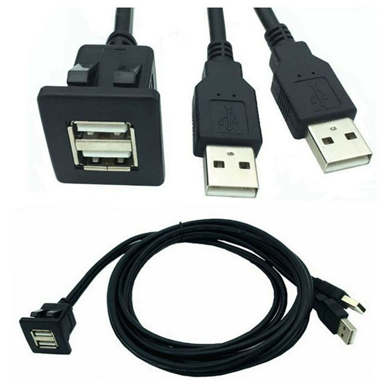 Холодная-распродажа двойной USB2.0 панельный проводной корабельный мотоциклетный приборная панель реклама для moeder водонадзорная линия удлинитель 1 метр