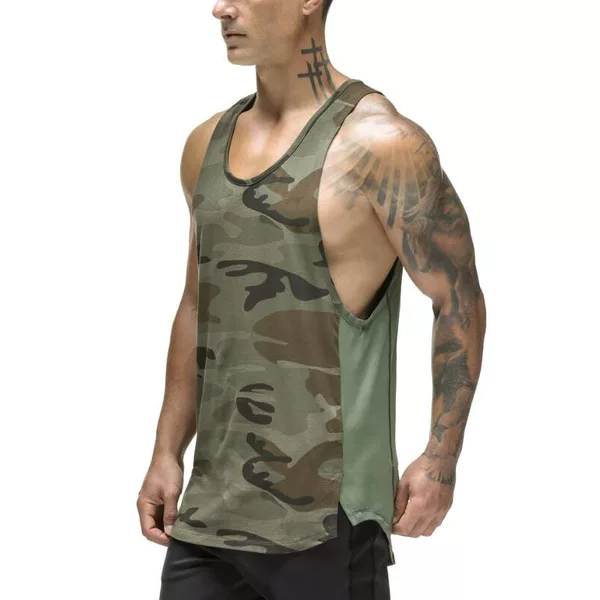 Summer New Quick-drying Fitness Clothes Men's Basketball Sports Vest Breathable Army Green Camouflage Mesh Sleeveless Top