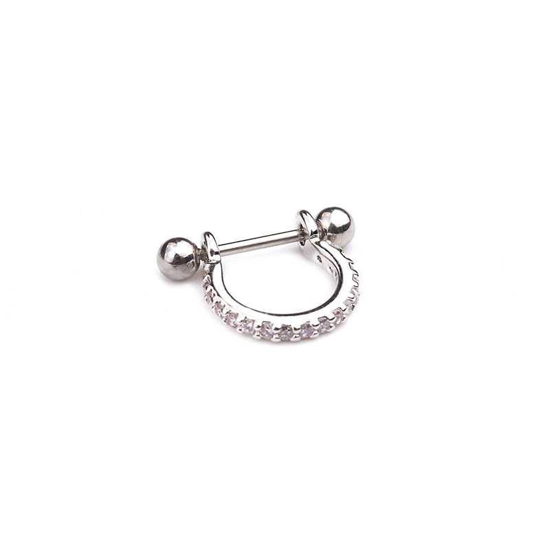 Cruzar la frontera nueva de acero inoxidable espárragos micro-incrustaciones pendientes ZIRCON suave hueso del oído clavos cuerpo piercing joyería de comercio exterior suministro