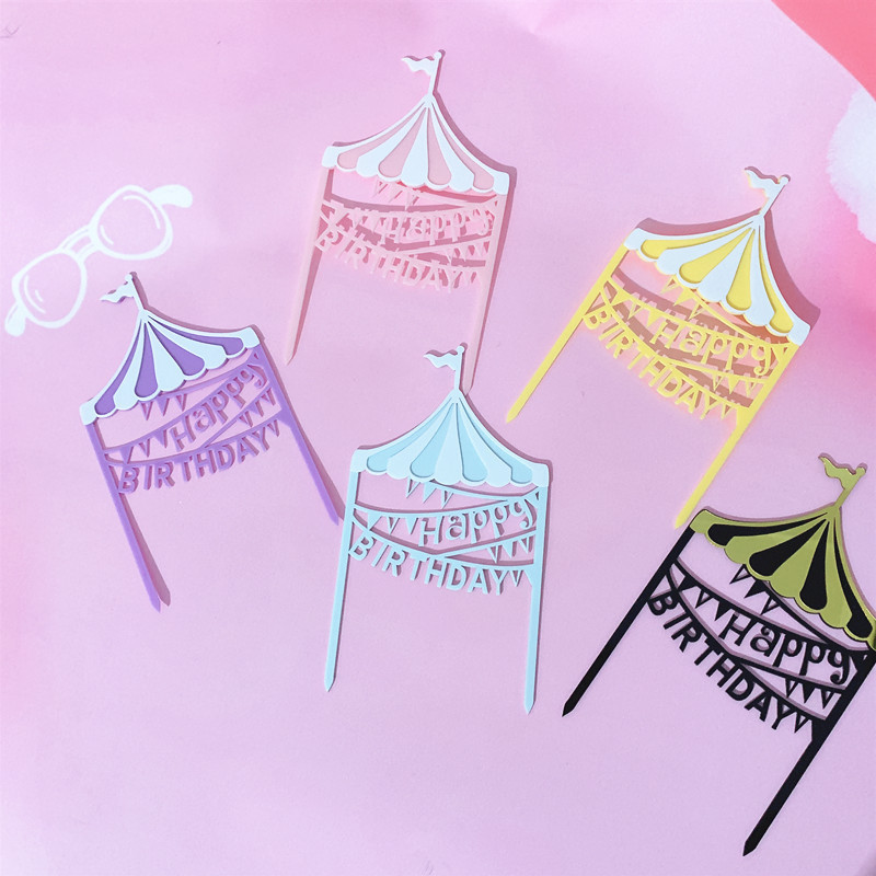 Candy color playground baking decoration Happy Birthday acrylic card children's Birthday party supplies Candy color playground baking decoration Happy Birthday acrylic card children's Birthday party supplies
