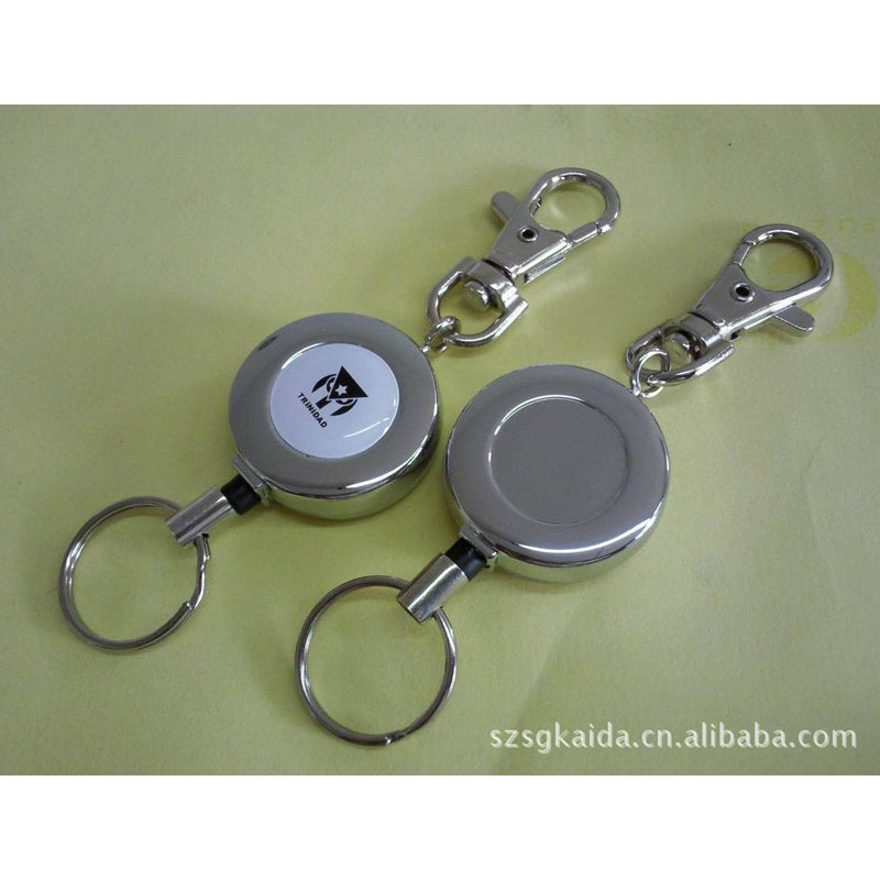 户外圆形易拉得金属伸缩扣证件卡套挂绳可拉伸扣工作证腰卡扣定制
