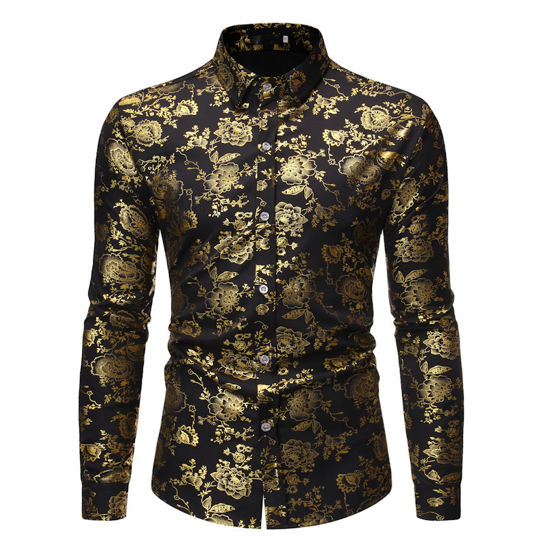 Men's Cross Border European Size Men's Long Sleeve Shirt Metal Bronzing Printed Lapel Trendy Men's Shirt ZT-CS82 Men's Cross Border European Size Men's Long Sleeve Shirt Metal Bronzing Printed Lapel Trendy Men's Shirt ZT-CS82
