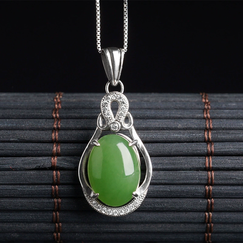 Органическое каменное инкрустация, ретро подвес Jade, Jasper, образец золото 925, оптовый