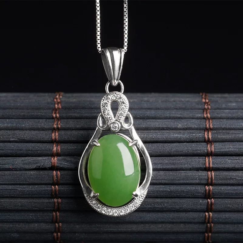 Органическое каменное инкрустация, ретро подвес Jade, Jasper, образец золото 925, оптовый