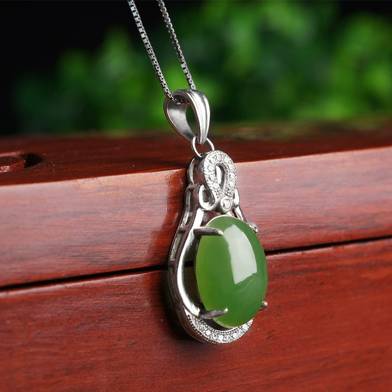 Органическое каменное инкрустация, ретро подвес Jade, Jasper, образец золото 925, оптовый