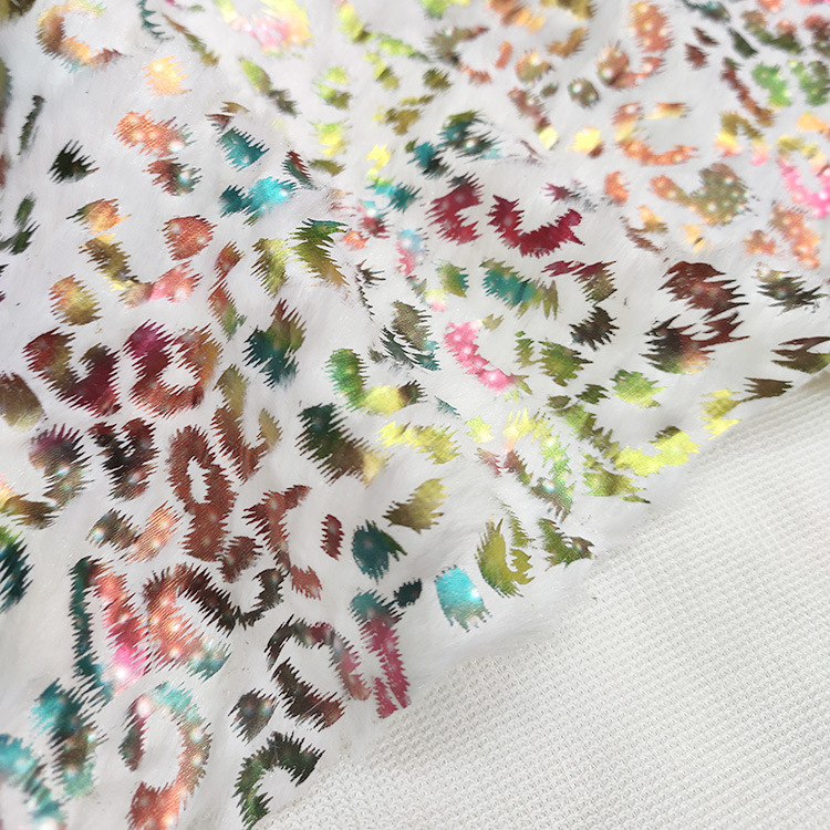 新款280g无光小兔绒彩色烫金满版碎花时装沙发靠垫、抱枕箱包面料