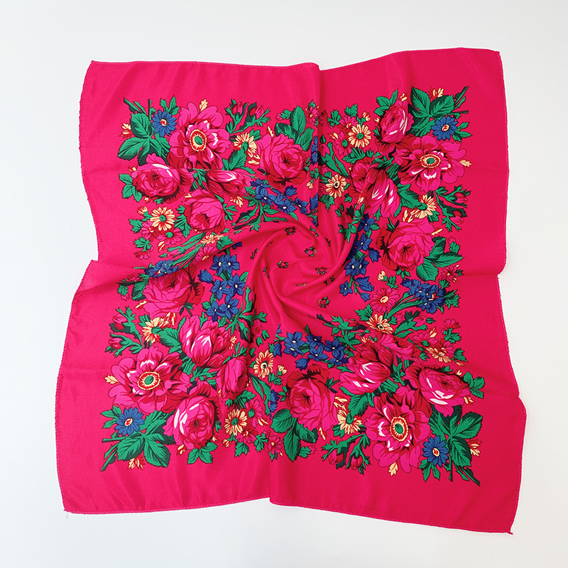 Printed Ethnic Style Gold Silk Headscarf 70cm Dustproof Paisley Head Wrap Cotton and Linen Scarf Headscarf