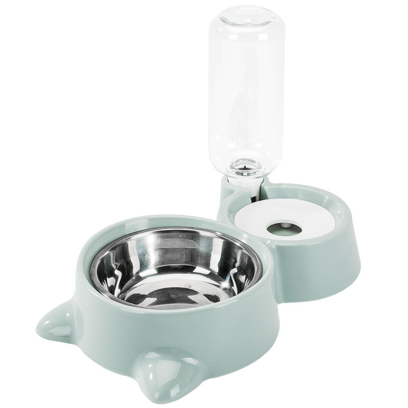 Tazón de perro mediano y pequeño tazón de comida para perros tazón de gato dispositivo automático para beber tazón de arroz tazón de acero inoxidable doble tazón para mascotas