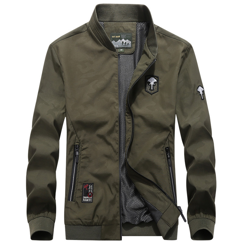 Chaqueta de camuflaje transfronteriza de primavera y otoño para hombres delgada y transpirable collar de pie moda casual todo partido guapo chaqueta de hombre de moda