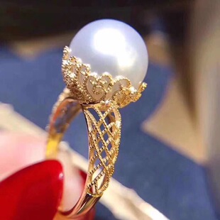 Craftsmanship Simple Lace Hollow S925 Sterling Silver Loose Opening Adjusting Natural Freshwater Pearl Ring for Women